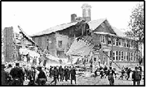 Bath School devastated after attack, 1927.